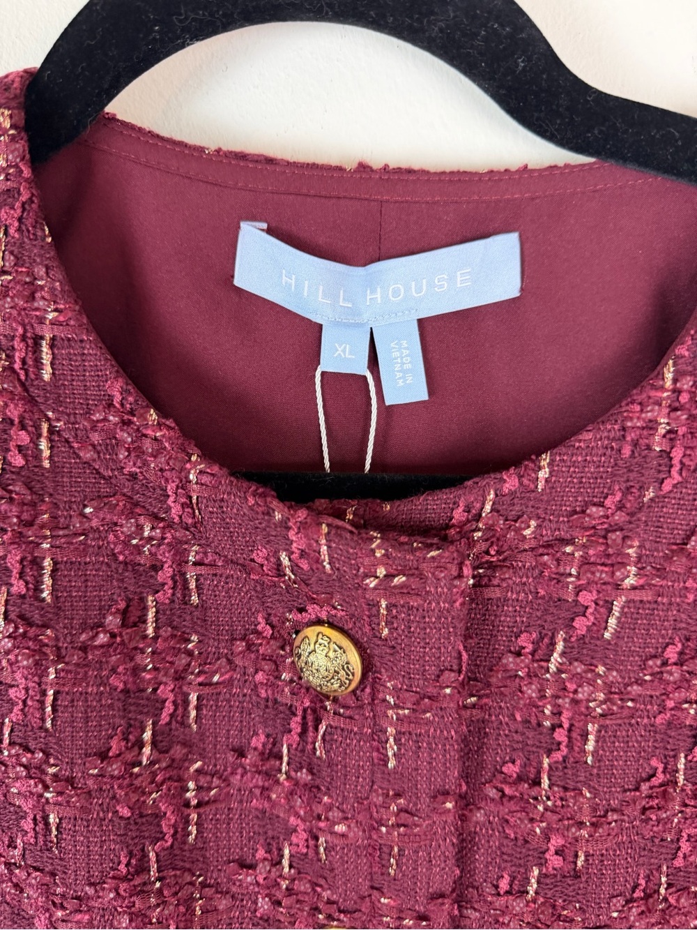 NWT Hill House The Valentina Jacket Tweed Blazer Burgundy Size XL - Picture 7 of 11